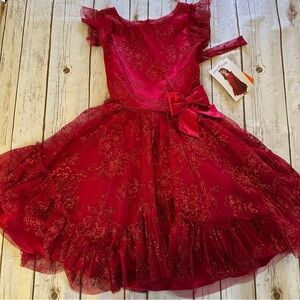 Jona Michelle red glitter dress nwt 12y